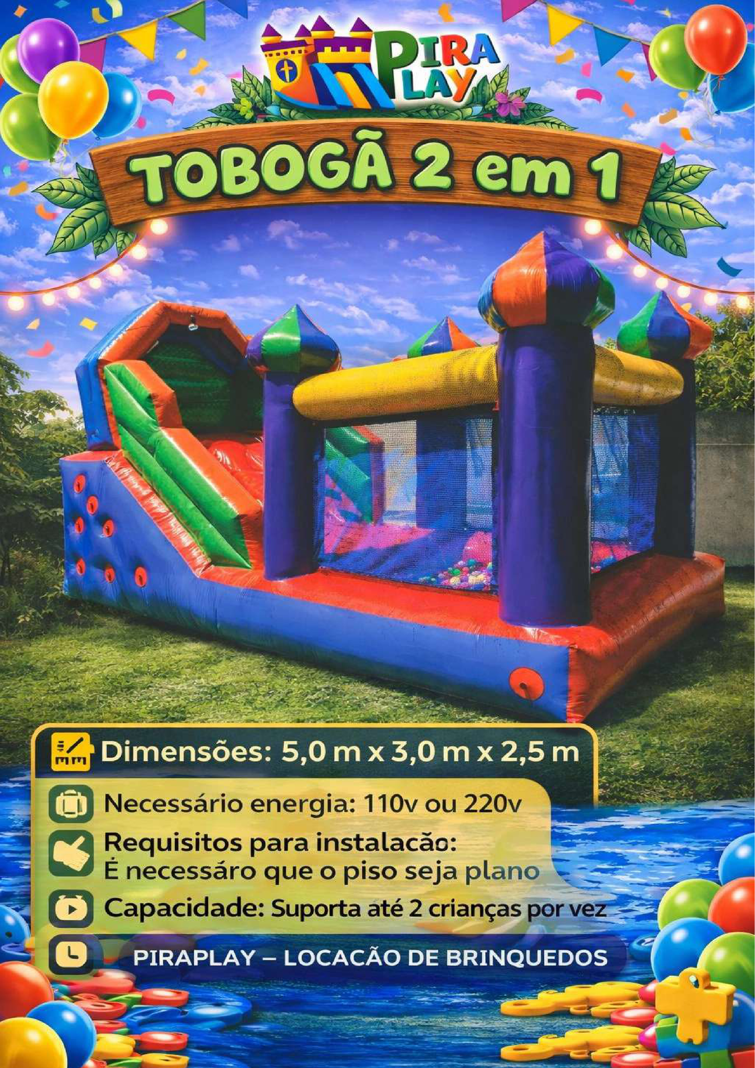 Tobogã 2 em 1 com Piscina de Bolinhas
